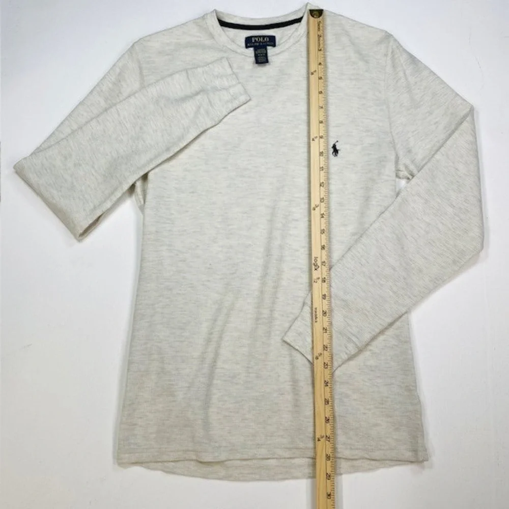 Polo Ralph Lauren Mens Oatmeal Heather Waffle Knit Thermal Sleep Shirt Medium